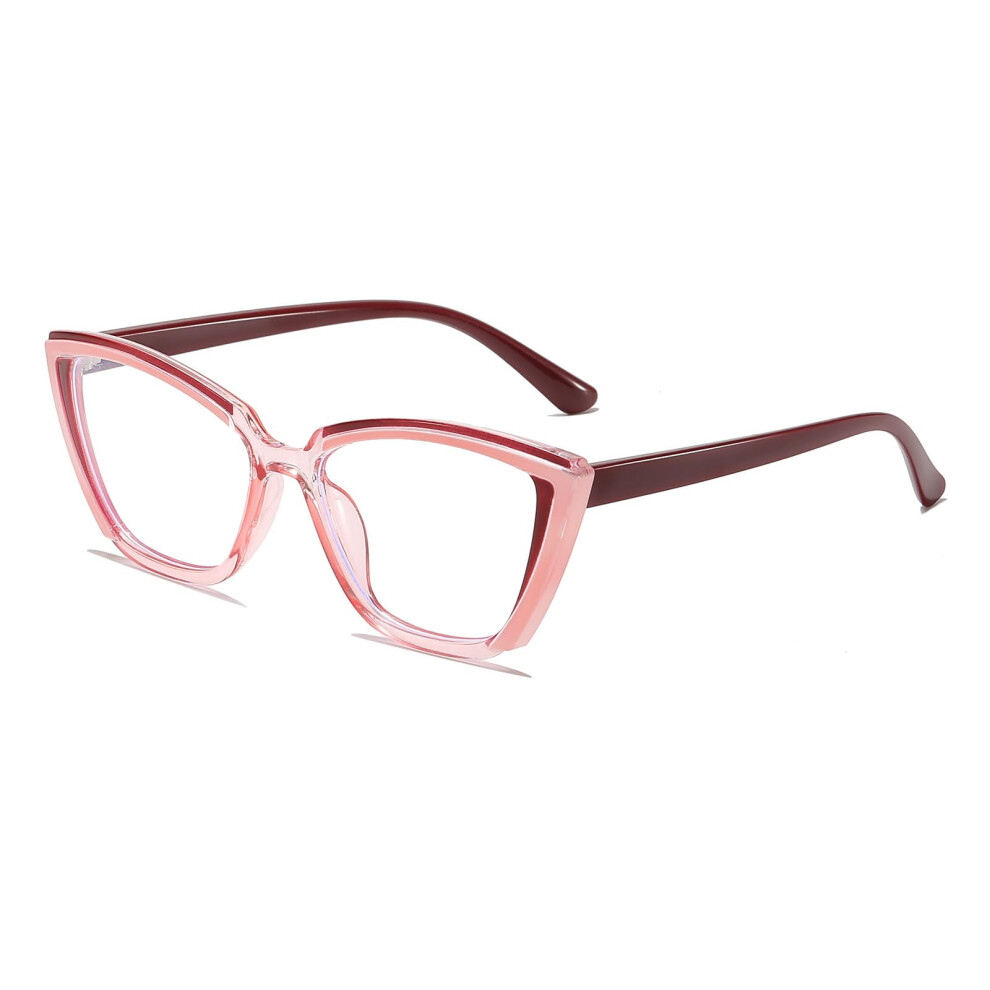 Blue/Light Cat Eye Blocking Glasses For Women, Stylish Square Computer Eyewear For Reading And Gaming