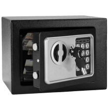 Digital Safe Box with Keypad Access, Small Wall Mount Steel Safe for Money and Documents, 0.17 Cu Ft Black