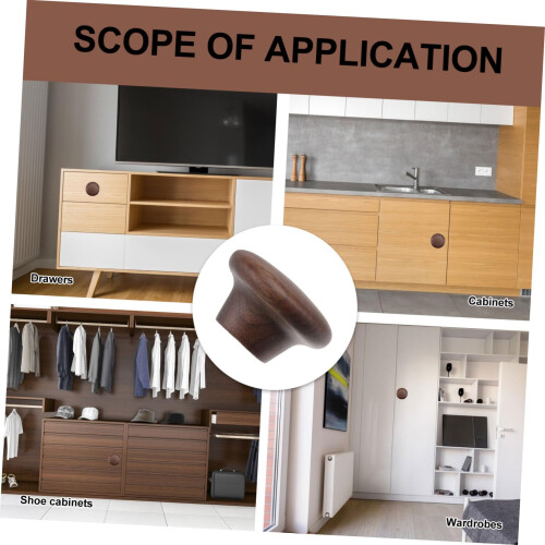 Solid Wood Cabinet Door Knobs Dark Brown Finish, Smooth Ergonomic Grip, Minimalist Chic Design Duo Pack 2