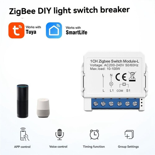 Tuya Zigbee 3.0  Single Fire  Module Two-Way Control Support Voice Control DIY Home Automation 2 Gang 2