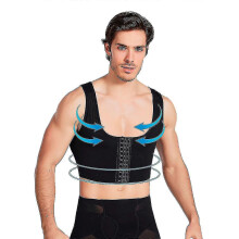 (40, Black) Men's Plastic Chest Vest Corset Chest Flat Chest Bandage Tight Body Shaper Underwear-L