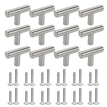 12 Pack Stainless Steel TShaped Cabinet Knobs, Modern Single Hole Drawer Pulls for Kitchen, Bedroom, and Bathroom Furniture