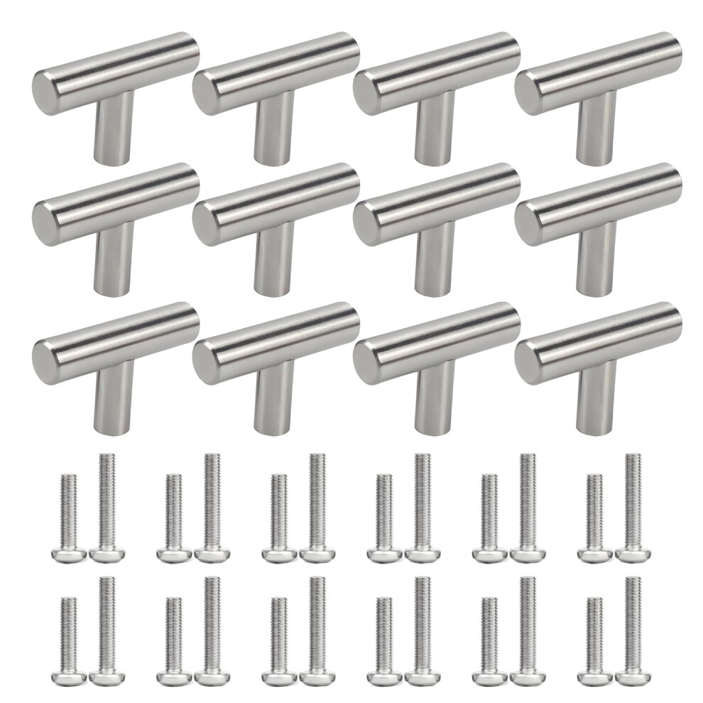 12 Pack Stainless Steel Tshaped Cabinet Knobs, Modern Single Hole Drawer Pulls For Kitchen, Bedroom, And Bathroom Furniture 9073542141167