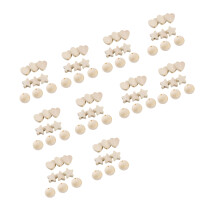 90Pcs Wood Craft Beads with Hole Heart Star Circular Shape