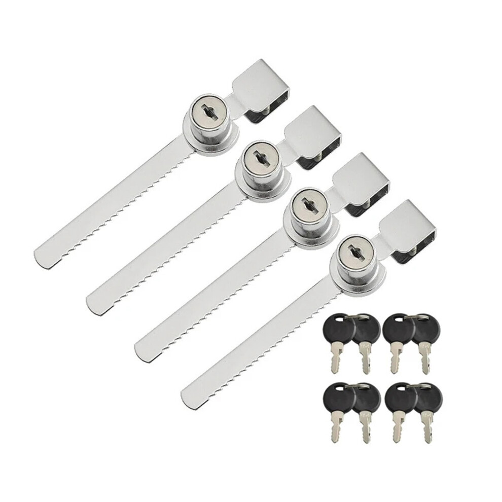 4Pcs Sliding Glass Door Lock With Chrome Finish, Keyed Alike Display Case Lock For Showcase Security 9330225472926