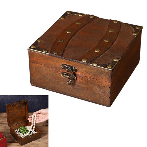 Handcraft Wood Storage Box Lock For Valuables-sunset red 2