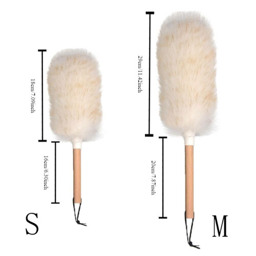 Cleaning Duster with Solid Wooden Handle, Compact Household Dust Brush, Lightweight and Easy Storage 1