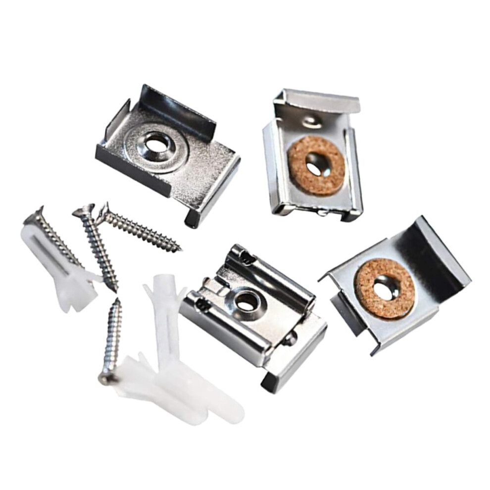 Mirror Mounting Clips Set 4Pcs Durable Stainless Steel Frameless Mirror Hanging Hardware With Screws 9073542141815