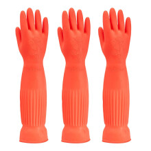 Dishwashing Gloves Red Rubber Cleaning Gloves Medium Size 3 Pairs Durable Reusable NonSlip Waterproof