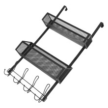 Over the Door Organizer with Mesh Baskets and Hooks, NoDrill MultiLayer Storage Rack for Bathroom Kitchen