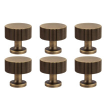 Antique Brass Cabinet Knobs Set of 6, Durable Solid Brass Drawer Pulls 1 Inch Vintage Finish