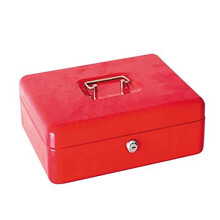 Stainless Steel Small Safe Box Red with Dual Key Lock for Home Car or Office Storage