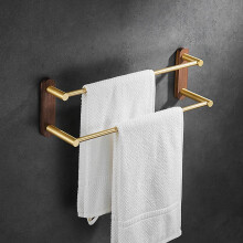 Adjustable Double Towel Bar Wall Mounted 78cm Rust Resistant Matte Brushed Brass Towel Rack for Bathroom