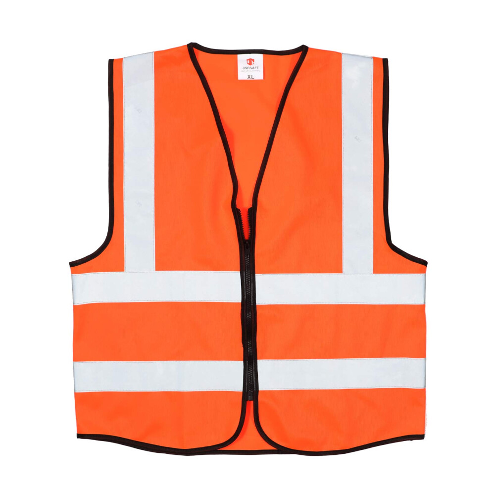 Reflective Safety Vest With Zipper Front, Visibility Ansi/Isea Certified Industrial Work Vest, Orange Xxl 9330225474142