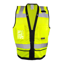 Reflective Safety Vest ANSI Class 2 Visibility Green Surveyor Vest with Multiple Pockets and Zipper Closure XLarge