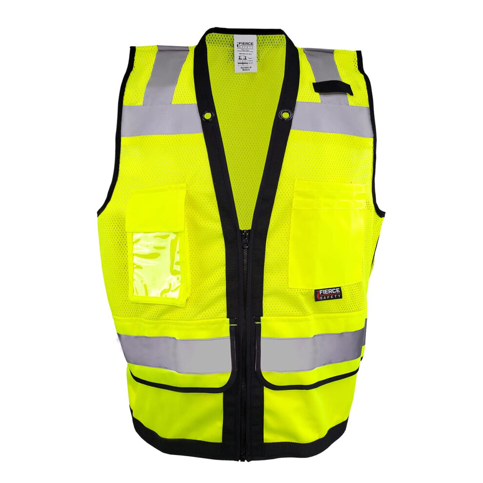 Reflective Safety Vest Ansi Class 2 Visibility Green Surveyor Vest With Multiple Pockets And Zipper Closure Xlarge 9330225474128
