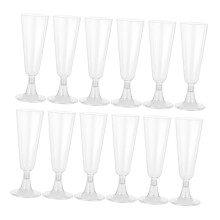 Plastic Champagne Glasses 24 Pack Disposable Wine Flutes with Stable Footed Base for Elegant Party Events