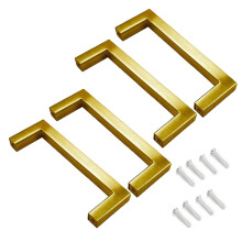 Gold Cabinet Handles 224mm 4 Pack, Modern Stainless Steel Drawer Pulls for Kitchen Cabinets