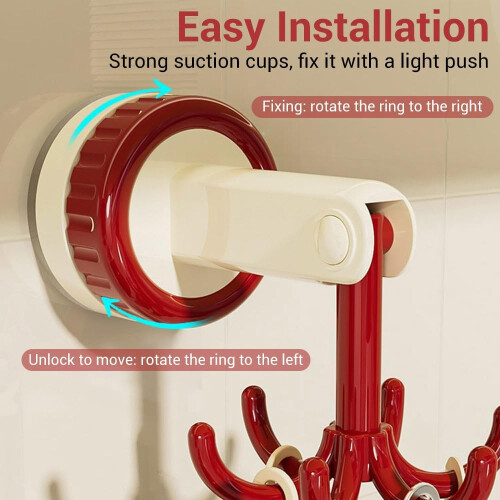 6 Claw Utensil Hanger Hook Rotating Folding No Punch Suction Cup for Kitchen 2