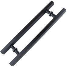 Black Stainless Steel Door Handle Matte Black Finish Modern Square Tube Pull for Glass or Wooden Door 1200800mm