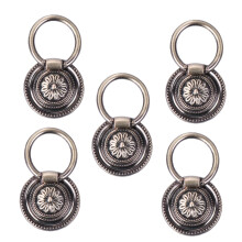 Vintage Bronze Cabinet Pulls Set of 5, Green Finish Drawer Knobs for Kitchen Cabinets and Wardrobe Doors