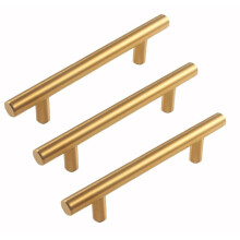 Brushed Gold Cabinet Pulls 96mm Set of 3, Modern Drawer Handles with Durable Metal Construction
