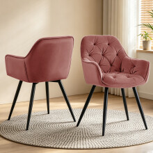 (ROSE, 2pcs) Set of 2/4 Dining Chairs Velvet Padded Seat Metal Leg