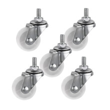1.5 Inch PP Caster Wheels with M6 Screw, White 4cm Roller Wheels Set of 5 for Display Frame