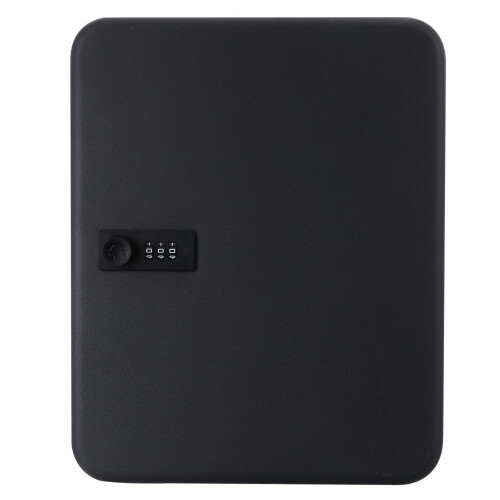Key Lock Box Wall Mounted Key Cabinet with Secure Code Lock Access for Home Office School Black