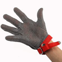 Stainless Steel Cut Resistant Glove with Adjustable Strap, Durable Mesh Safety Glove for Kitchen and Workshop