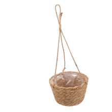 Cattail Woven Hanging Basket Planter, Natural Handcrafted Style for Indoor Outdoor Herbs Flowers