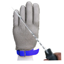 Cut Resistant Gloves Stainless Steel Mesh Chainmail Glove with Adjustable Wrist Strap for Kitchen and Workshop Safety (Size L, Single Pack)