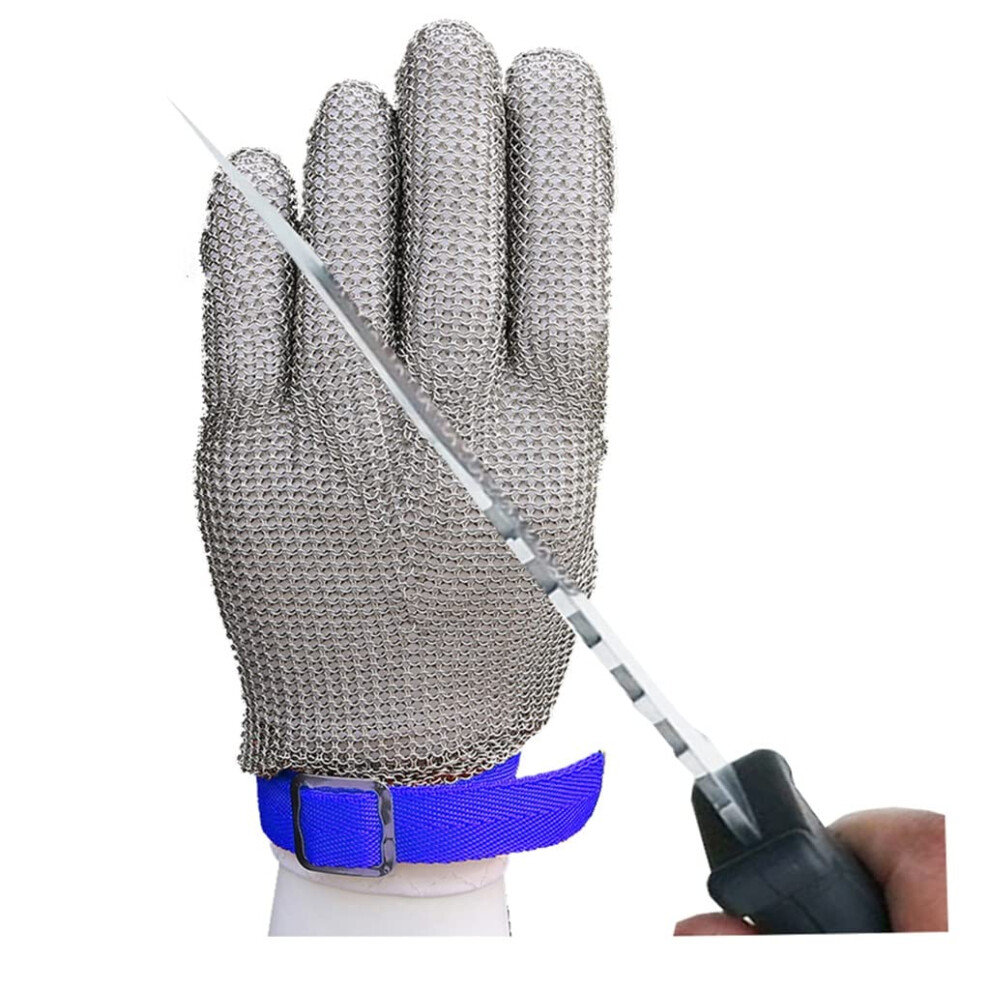Cut Resistant Gloves Stainless Steel Mesh Chainmail Glove With Adjustable Wrist Strap For Kitchen And Workshop Safety (Size L, Single Pack) 9771547993100