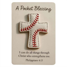 Christian Pocket Blessing Card, Sports Themed Cross Gift for Athletes, Baseball Softball Faith Token