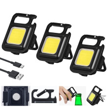 Mini Keychain Flashlight 500 Lumens Rechargeable LED Light with 4 Modes USB Charging Bottle Opener 3 Pack