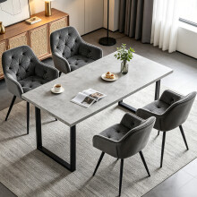 (GREY, 4pcs) Set of 2/4 Dining Chairs Velvet Padded Seat Metal Leg