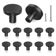 12 Pcs Vintage Black Round Cabinet Knobs 30mm Cupboard Handles Zinc Alloy with Screws