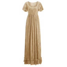 Trendy Off Shoulder Pregnancy Dress Soft Acrylic Fabric-brown S