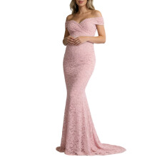 Stretchable Acrylic Fabric Maternity Dress Upgrades-Pink M