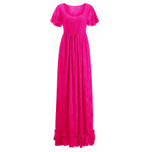 Fashionable Ruffled Hem Summer Maternity Gown-Rose Red XXXXL