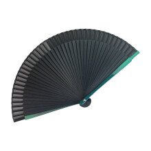Handmade Bamboos Handheld Folding Fan With Soft Fabric-Green