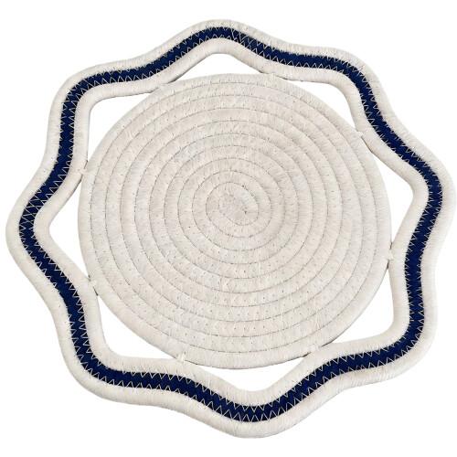 Tapis de Table octogonal, napperon non-blanc bleu foncé 30cm