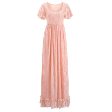 Stylish Long Maternity Dress Breathable Acrylic Perfect-Pink XL