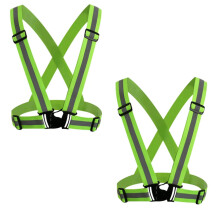 2 Pack Reflective Safety Vest Neon Yellow Adjustable Elastic Straps 360 Visibility Gear for Running Cycling Work
