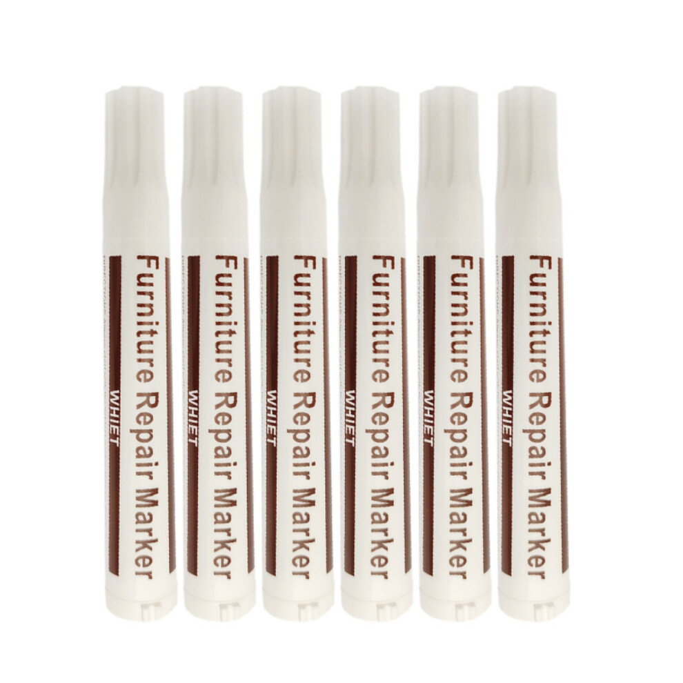 Set Of 6 Furniture Touch Up Pens - Wood Repair Markers For Scratches, Chips & Stains White 7314281151201