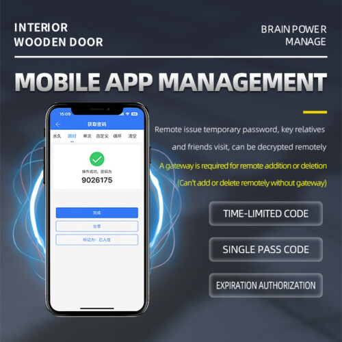 Έξυπνη γκρι κλειδαριά πόρτας με APP, κωδικό, κάρτα και κλειδί 1