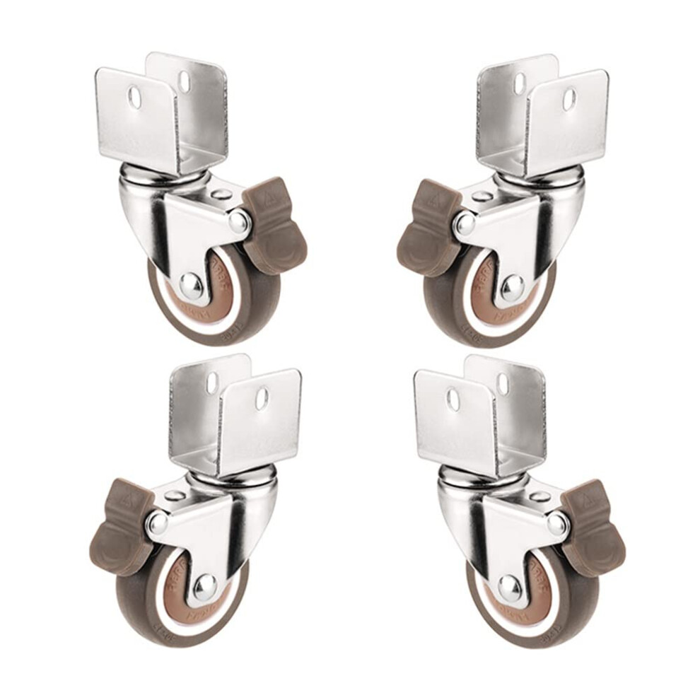 2 Inch Swivel Casters With Brakes Heavy Duty Ushaped Plate Furniture Caster Wheels Silent Smooth Mobility 9073542144038