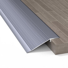 Aluminum Floor Transition Strip for Uneven Floors, Adhesive Waterproof Threshold Ramp Reducer, Cuttable Gray 20in