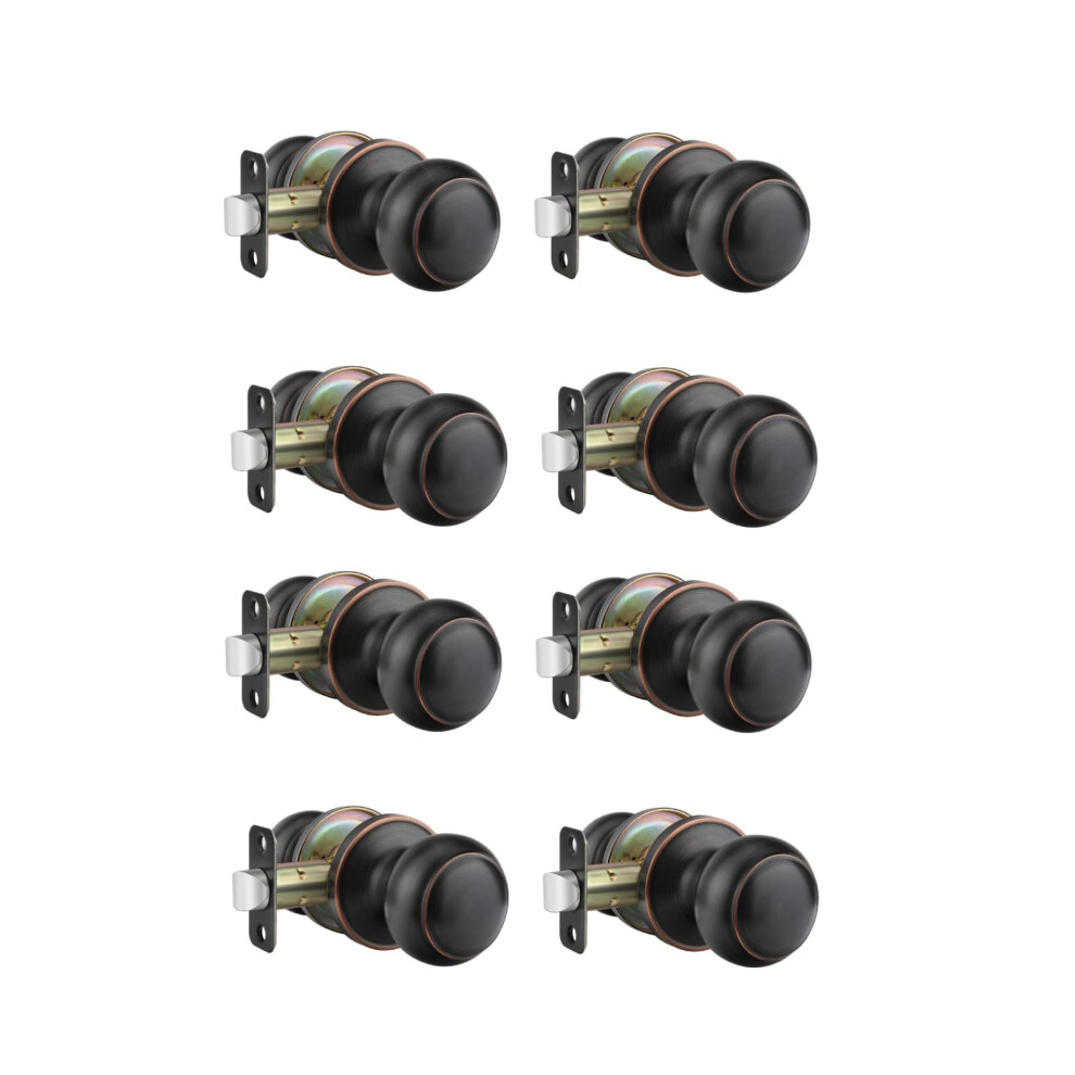 8 Pack Oil Rubbed Bronze Passage Door Knobs Set, Nonlocking Quiet Interior Knobs For Closet And Hall 9330225475743