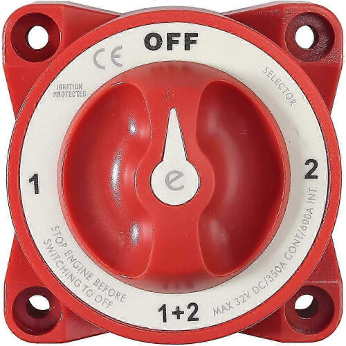 Dual Battery Isolator Marine Switch 4 Position 350 Amp 12V Battery Switch